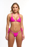 Micro bikini pink ribbed G string swimsuit Hot Pink