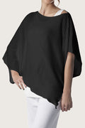 Pima Cotton Butterfly Boatneck Sweater - Black PLANET by Lauren G