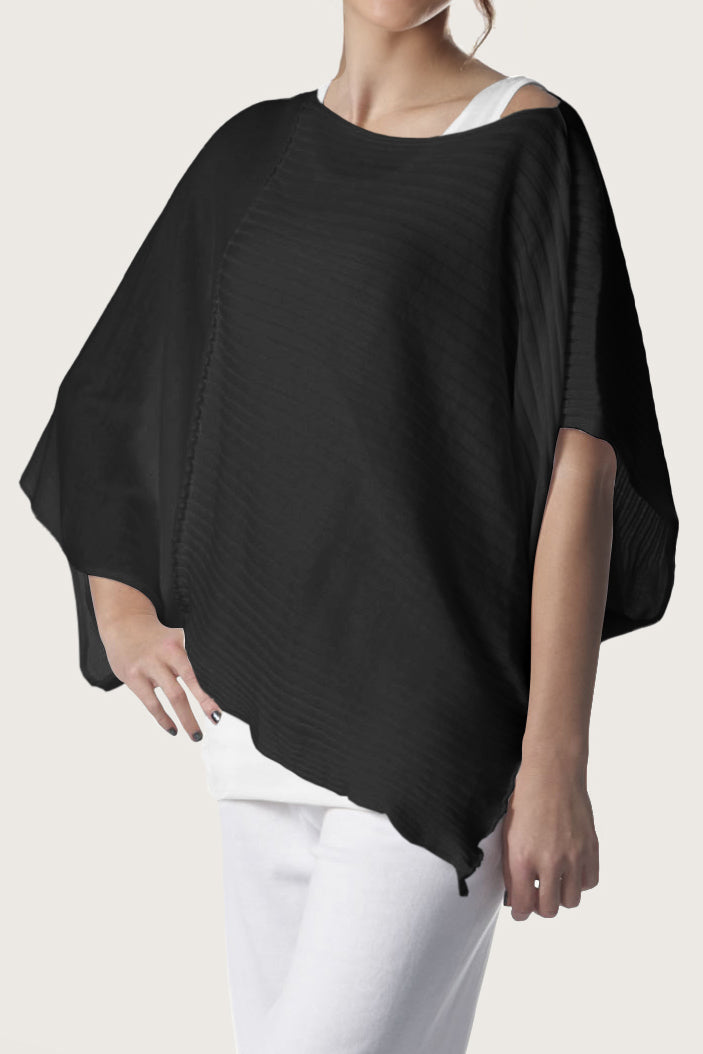 Pima Cotton Butterfly Boatneck Sweater - Black PLANET by Lauren G