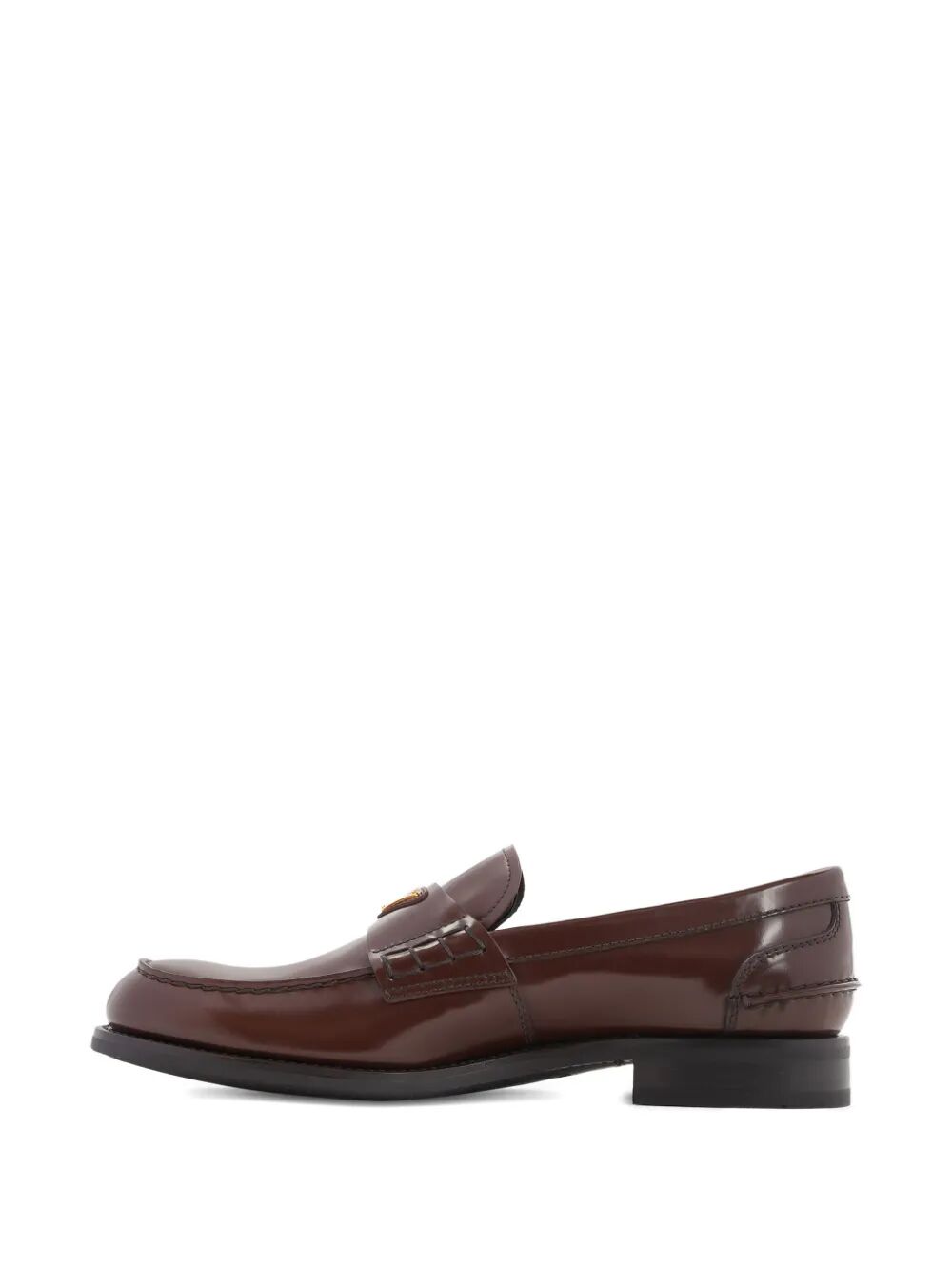 Prada Men's Brushed Leather Loafers brown with logo plaque