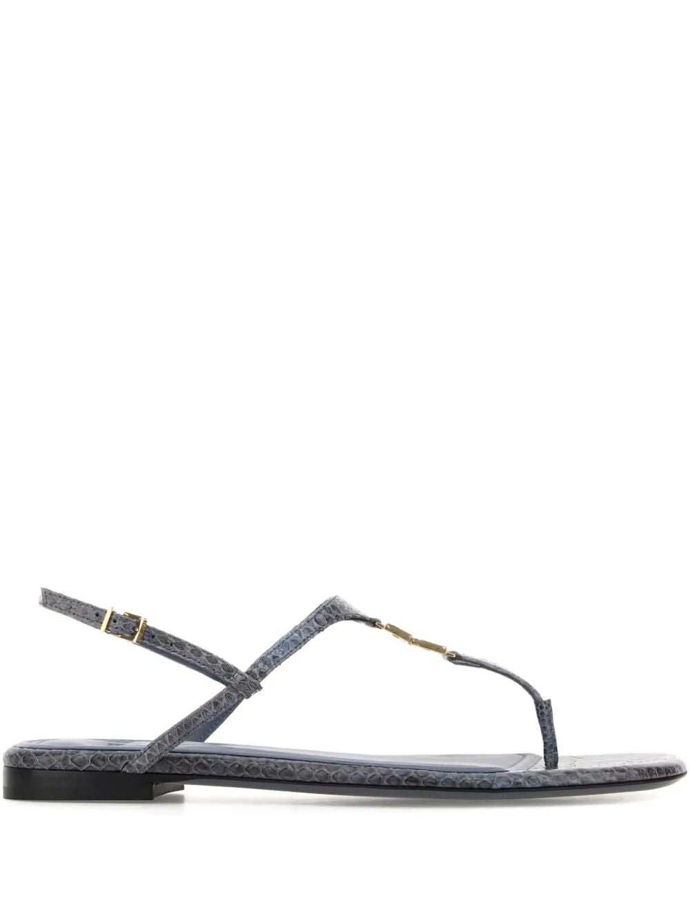 Fendi ladies Ffold Ayers Flip-Flops thong sandals leather blue