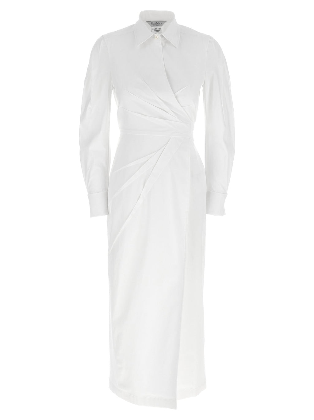Max Mara ladies 'Balzac' shirt Dress white tailored pleat long