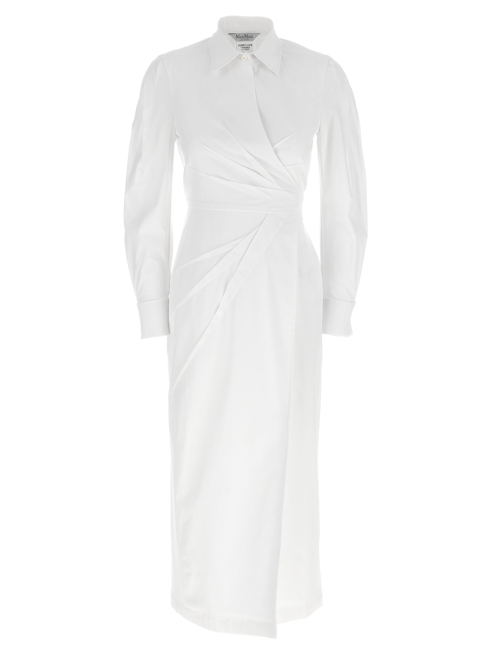 Max Mara ladies 'Balzac' shirt Dress white tailored pleat long