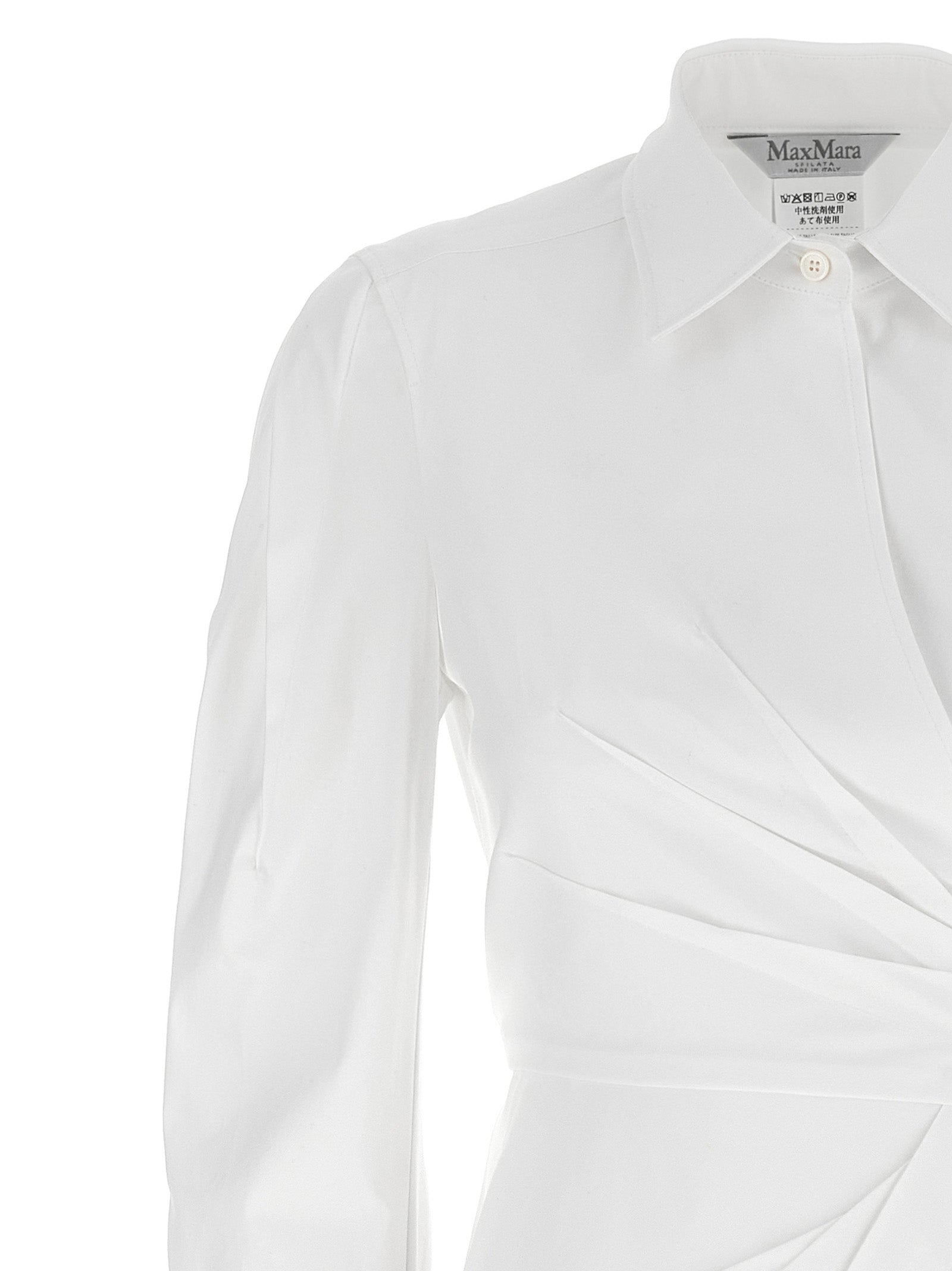 Max Mara ladies 'Balzac' shirt Dress white tailored pleat long