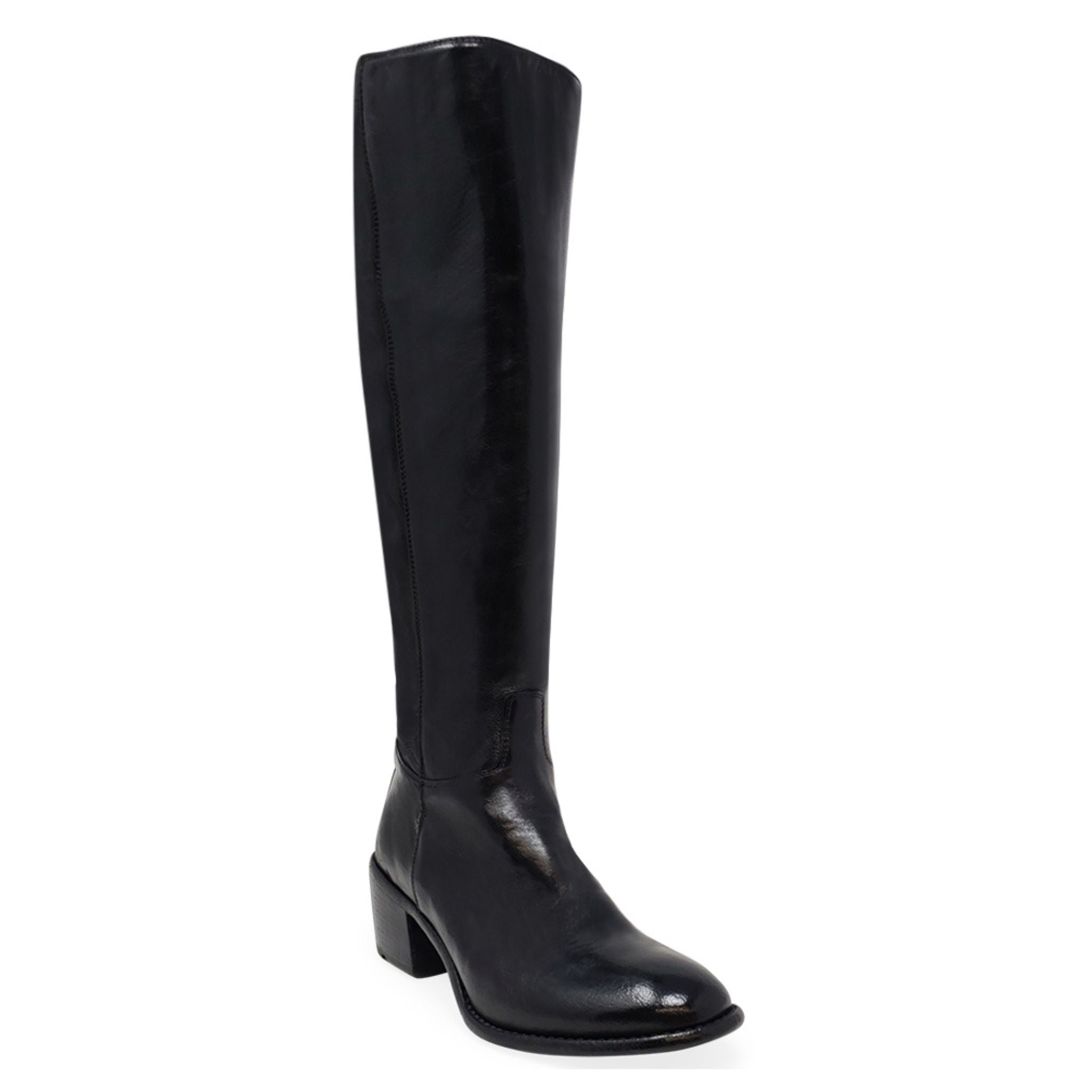 Black Knee High Boot leather tall Madison Maison zip Made in Italy