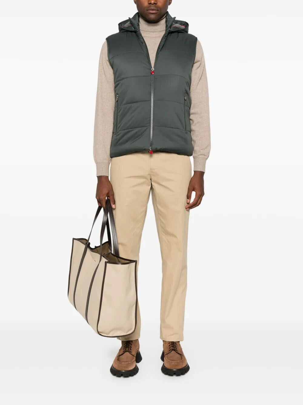 Kiton Men's dark grayish green Vest hoodie hooded