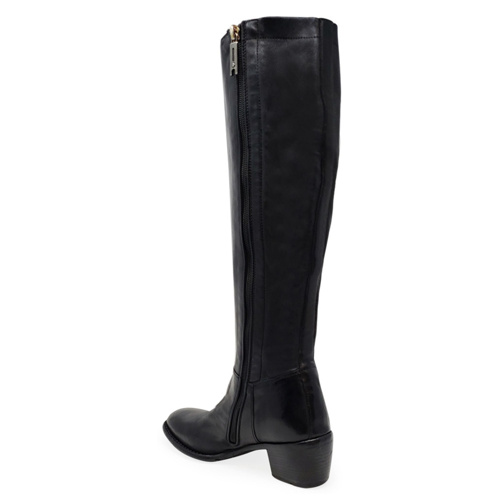 Black Knee High Boot leather tall Madison Maison zip Made in Italy
