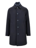 Herno Men's Single-Breasted Padded Coat dark navy overcoat wool long jacket