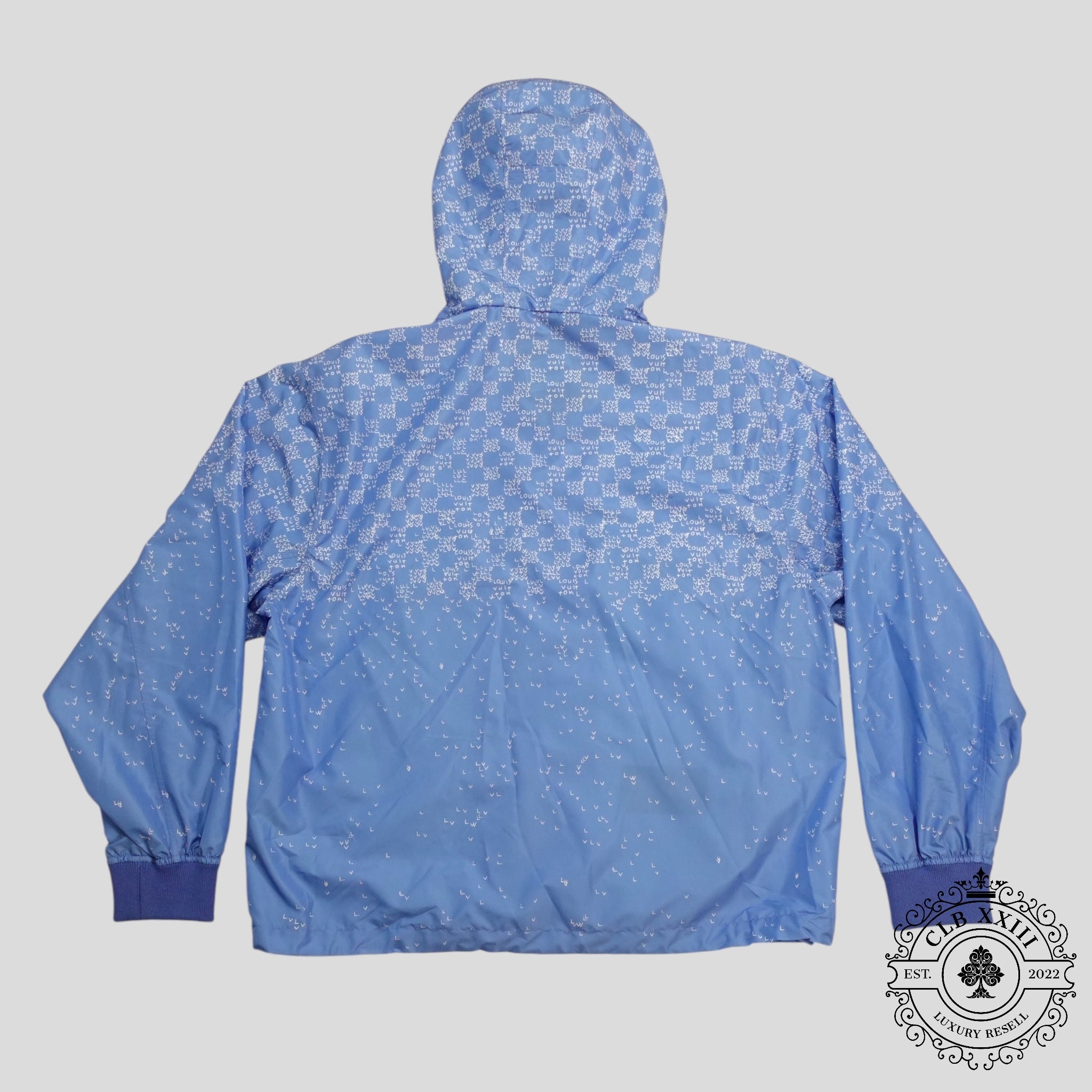 Louis Vuitton Damier Spread Windbreaker in Sky Blue zip men's unisex 52 men's