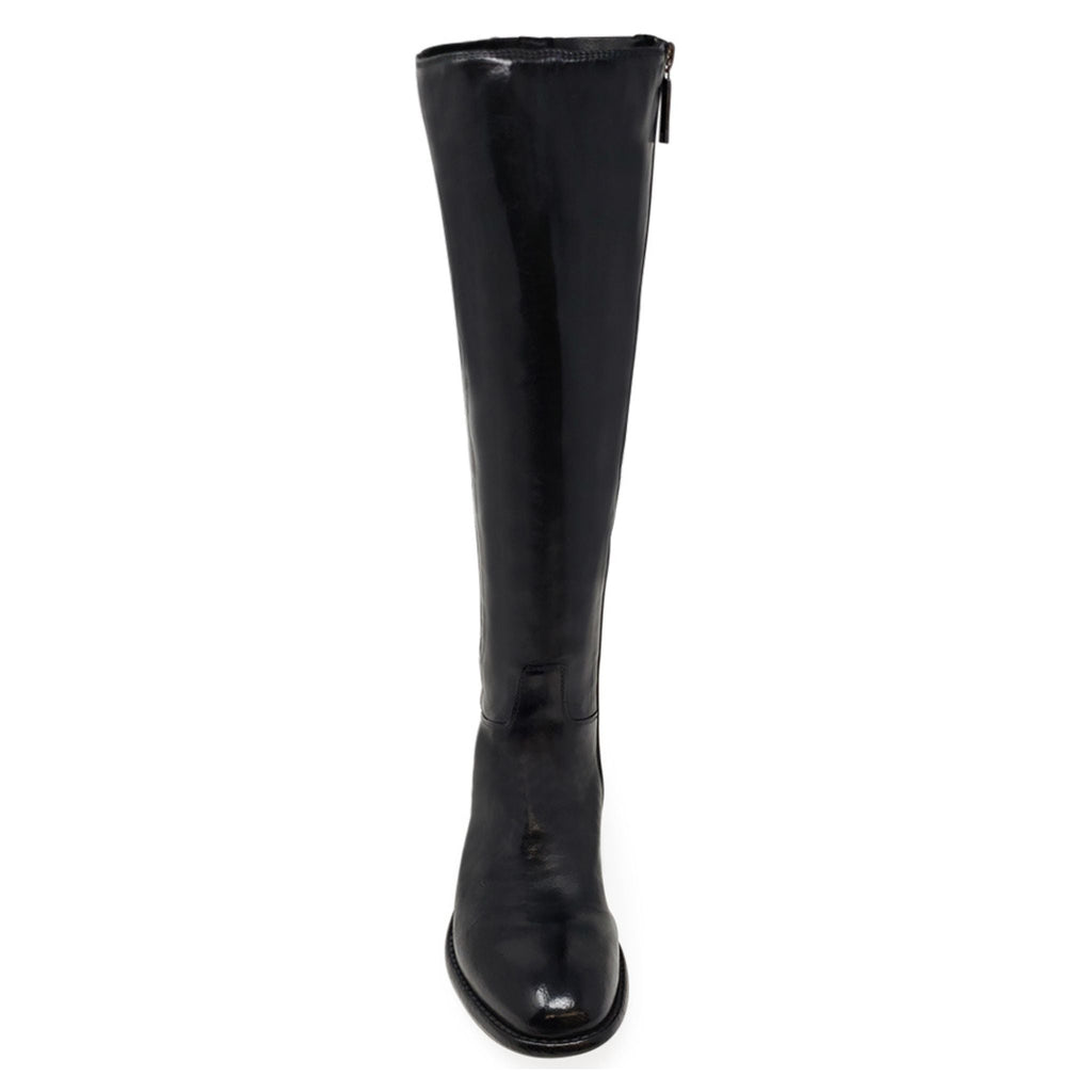 Black Knee High Boot leather tall Madison Maison zip Made in Italy