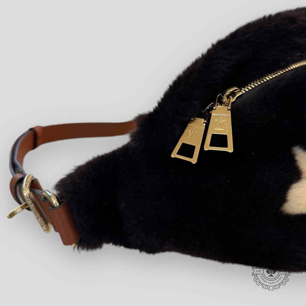 Louis Vuitton Chocolate Shearling Bumbag fanny pack purse handbag