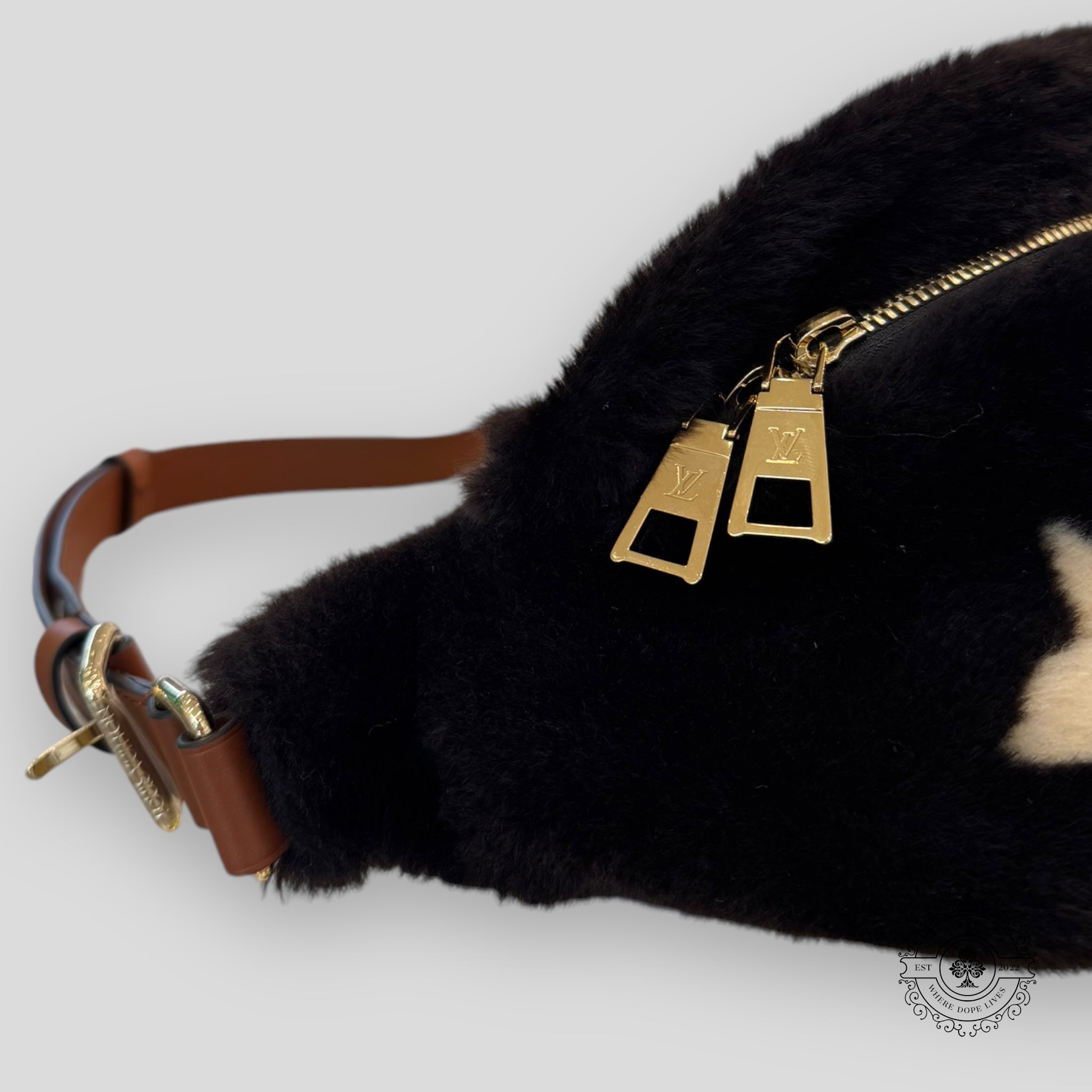 Louis Vuitton Chocolate Shearling Bumbag fanny pack purse handbag