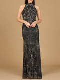 Halter Hi Neck Beaded Dress Lara New York long formal Gown