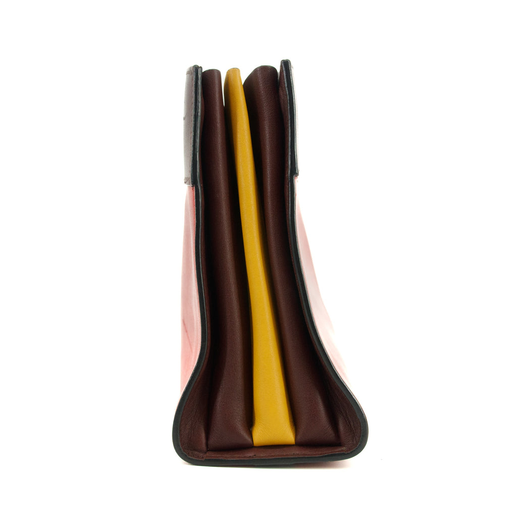 Prada Calfskin Bicolor Red x Burgundy Shoulder Bag #2936 purse handbag