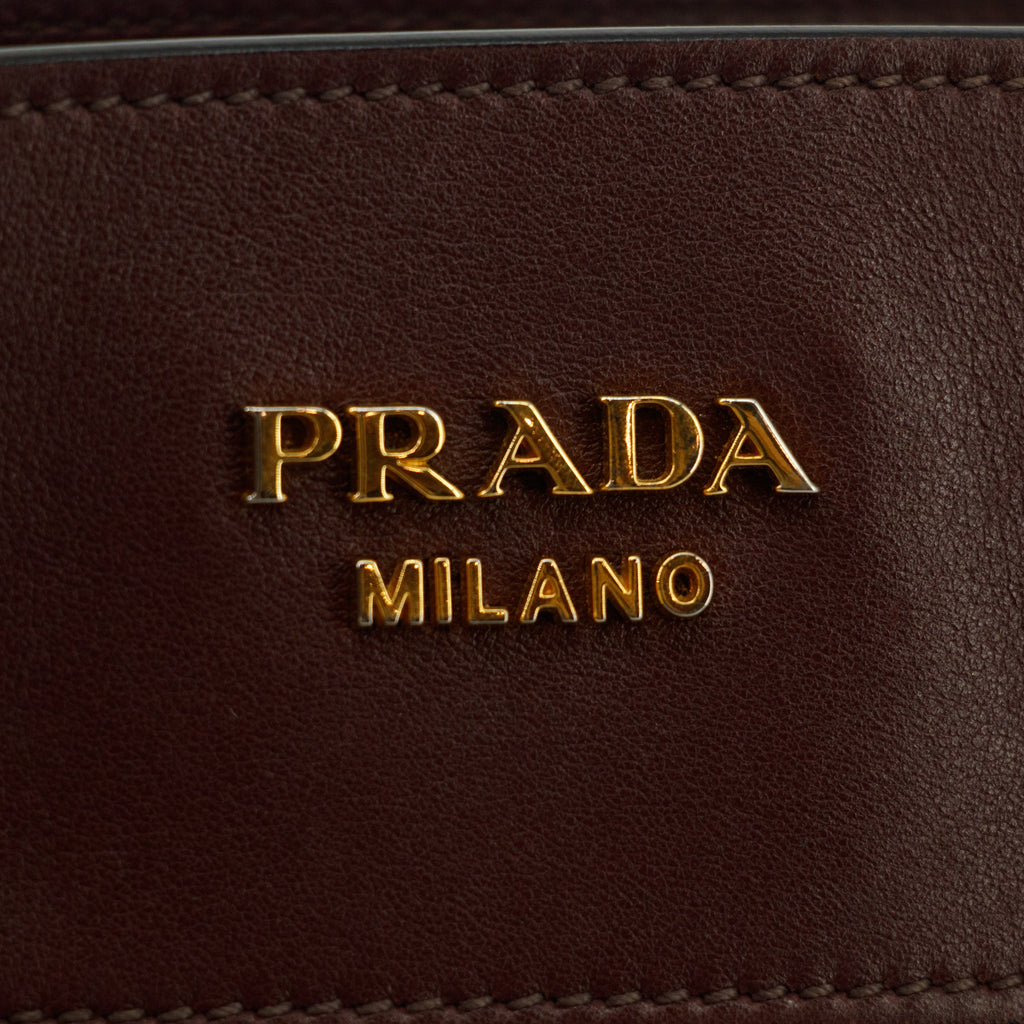 Prada Calfskin Bicolor Red x Burgundy Shoulder Bag #2936 purse handbag