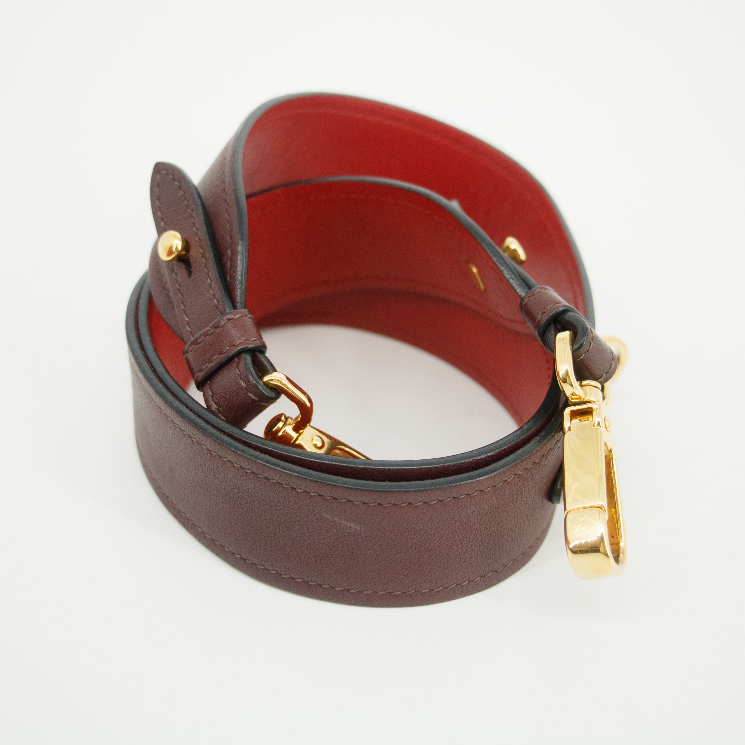 Prada Calfskin Bicolor Red x Burgundy Shoulder Bag #2936 purse handbag