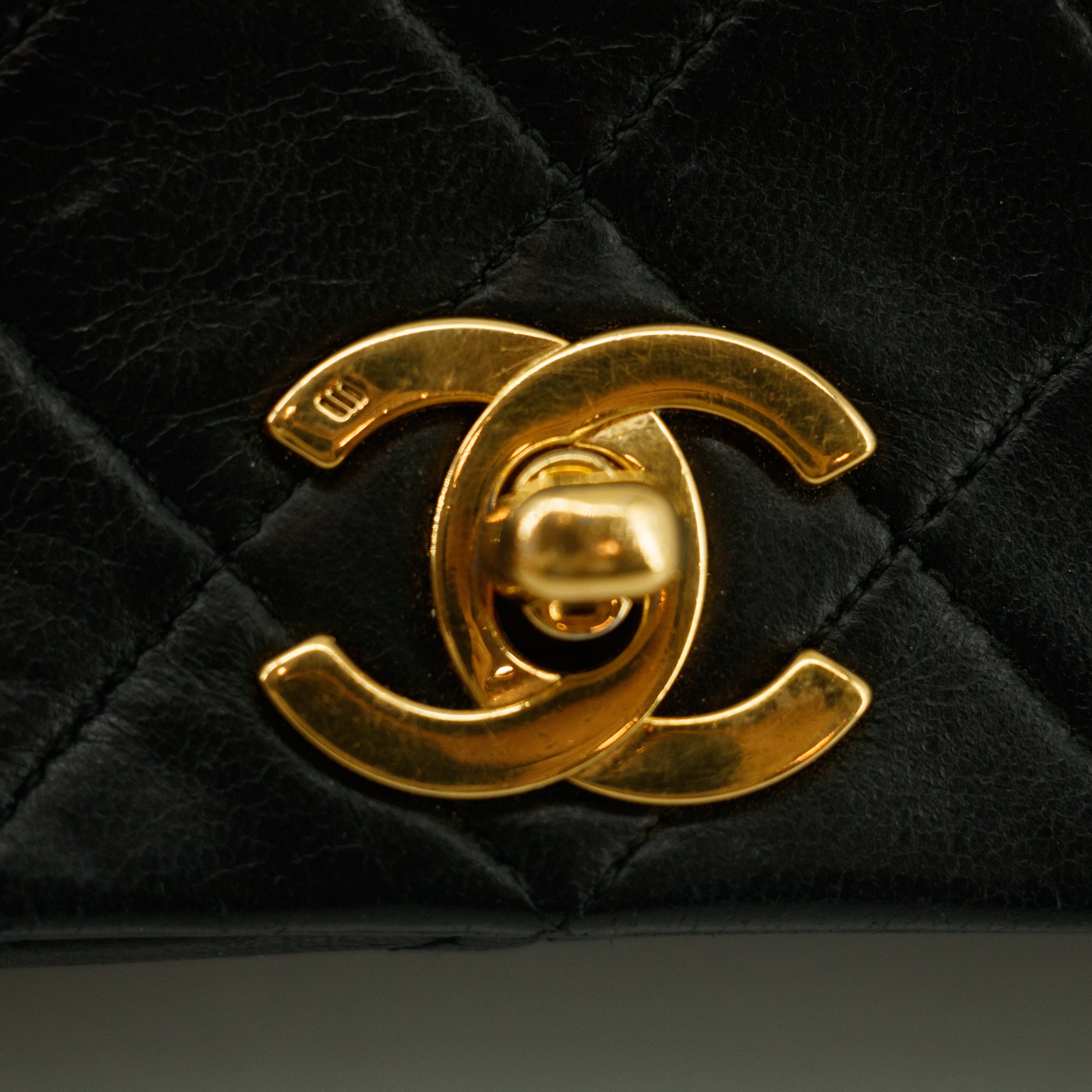 Chanel Matelasse Lambskin Black Single Flap Shoulder Bag #2958 handbag purse