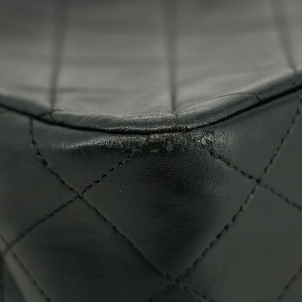 Chanel Matelasse Lambskin Black Single Flap Shoulder Bag #2958 handbag purse