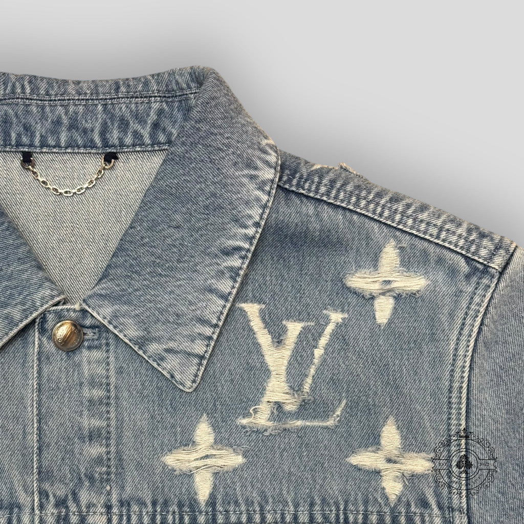 Louis Vuitton Denim Trucker Jacket denim blue jean men's unisex 52