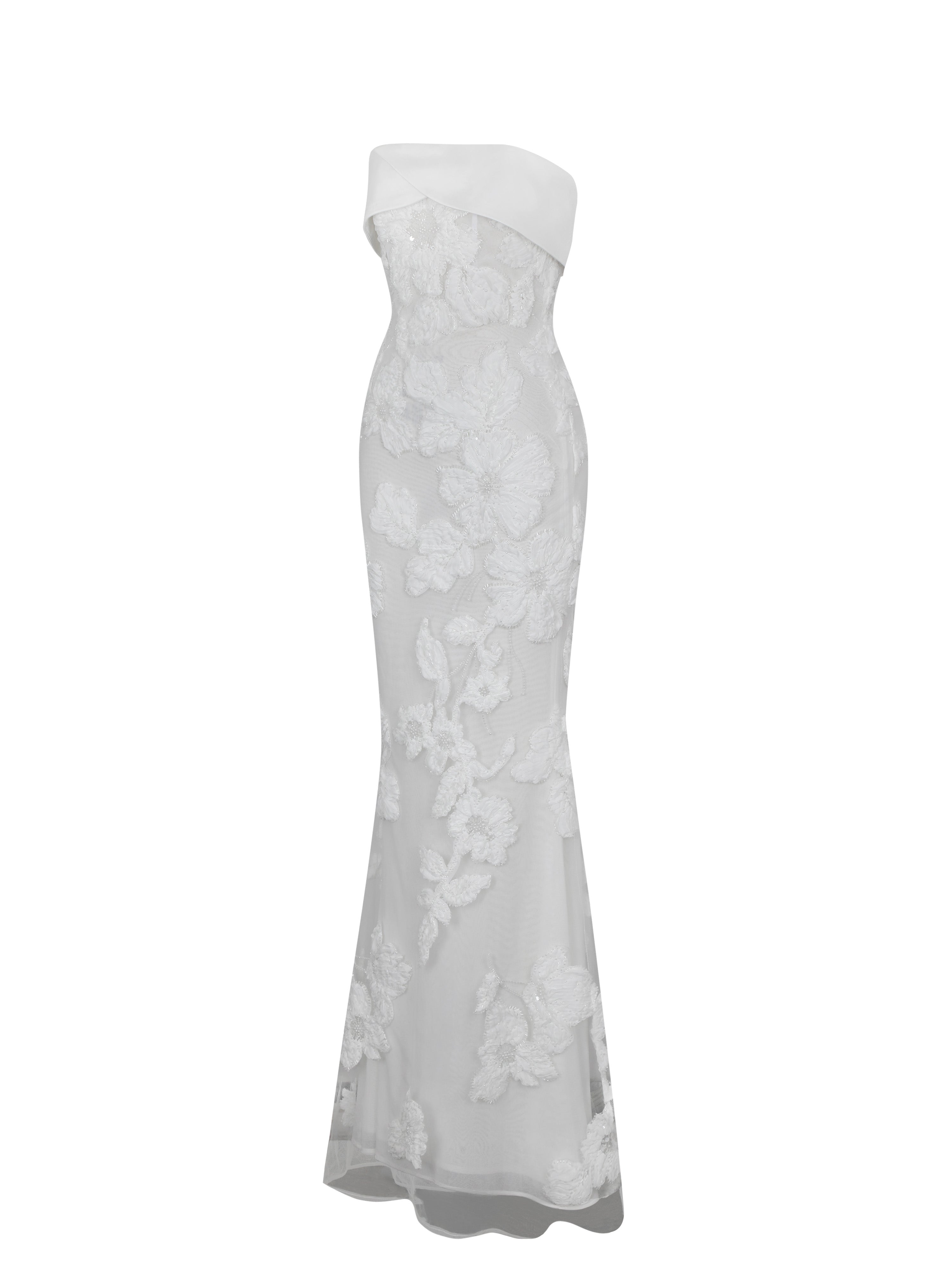 Raphaela White Floral Strapless Mermaid Wedding Dress