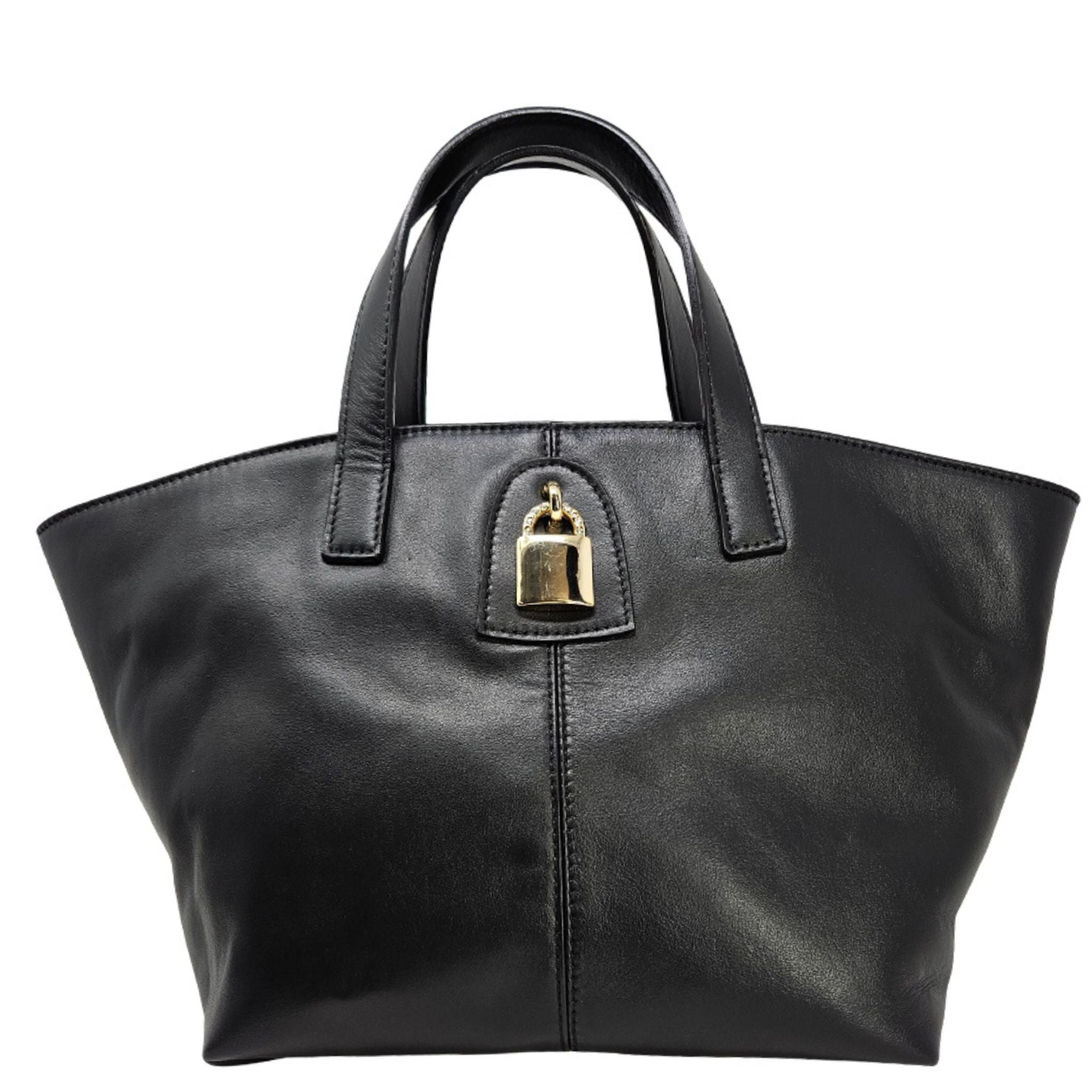 Madison Maison x Joan Hornig Black Leather Lock Tote Bag purse handbag
