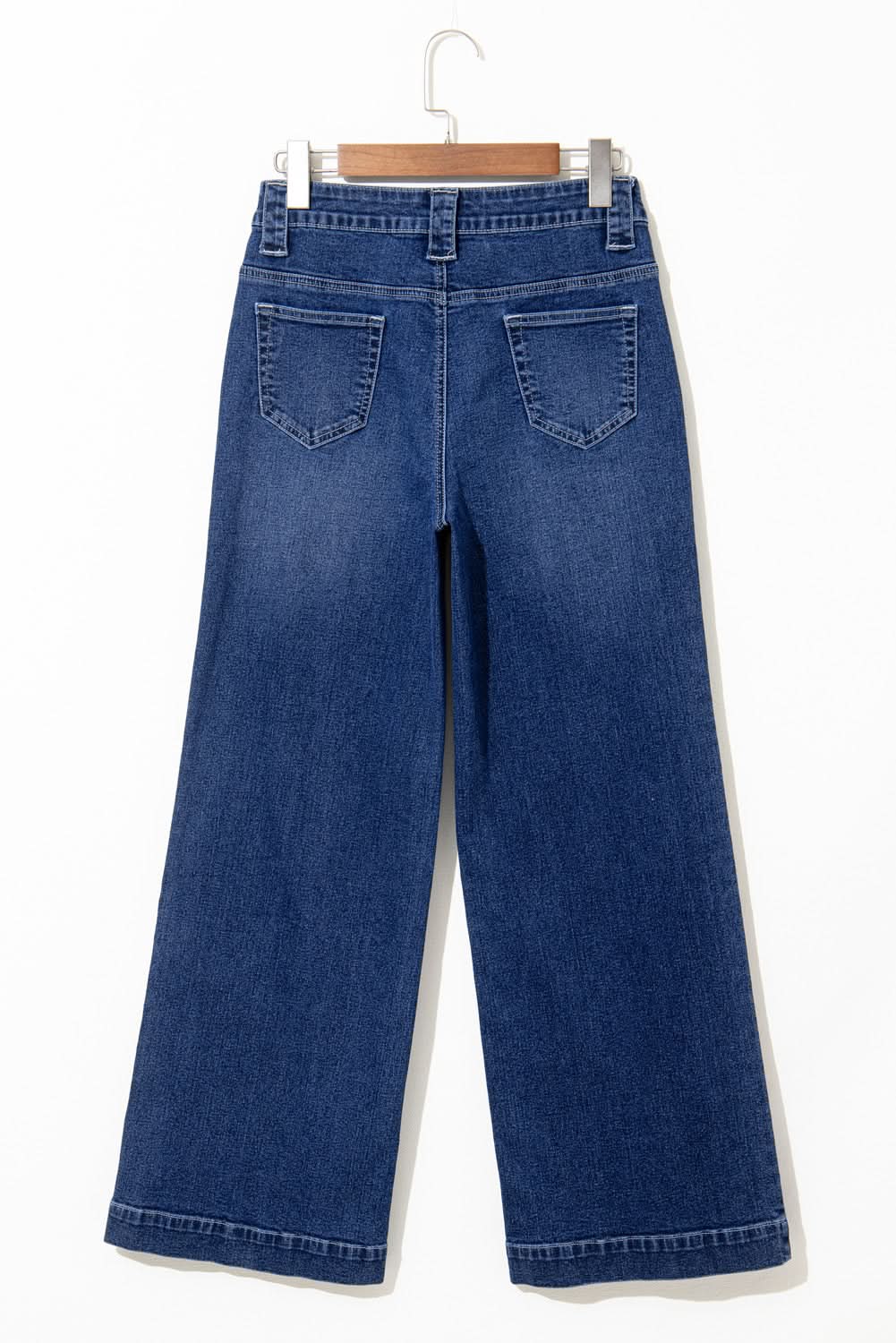 Sail Blue High Waist Wide Leg Jeans With Patch Pockets Denim