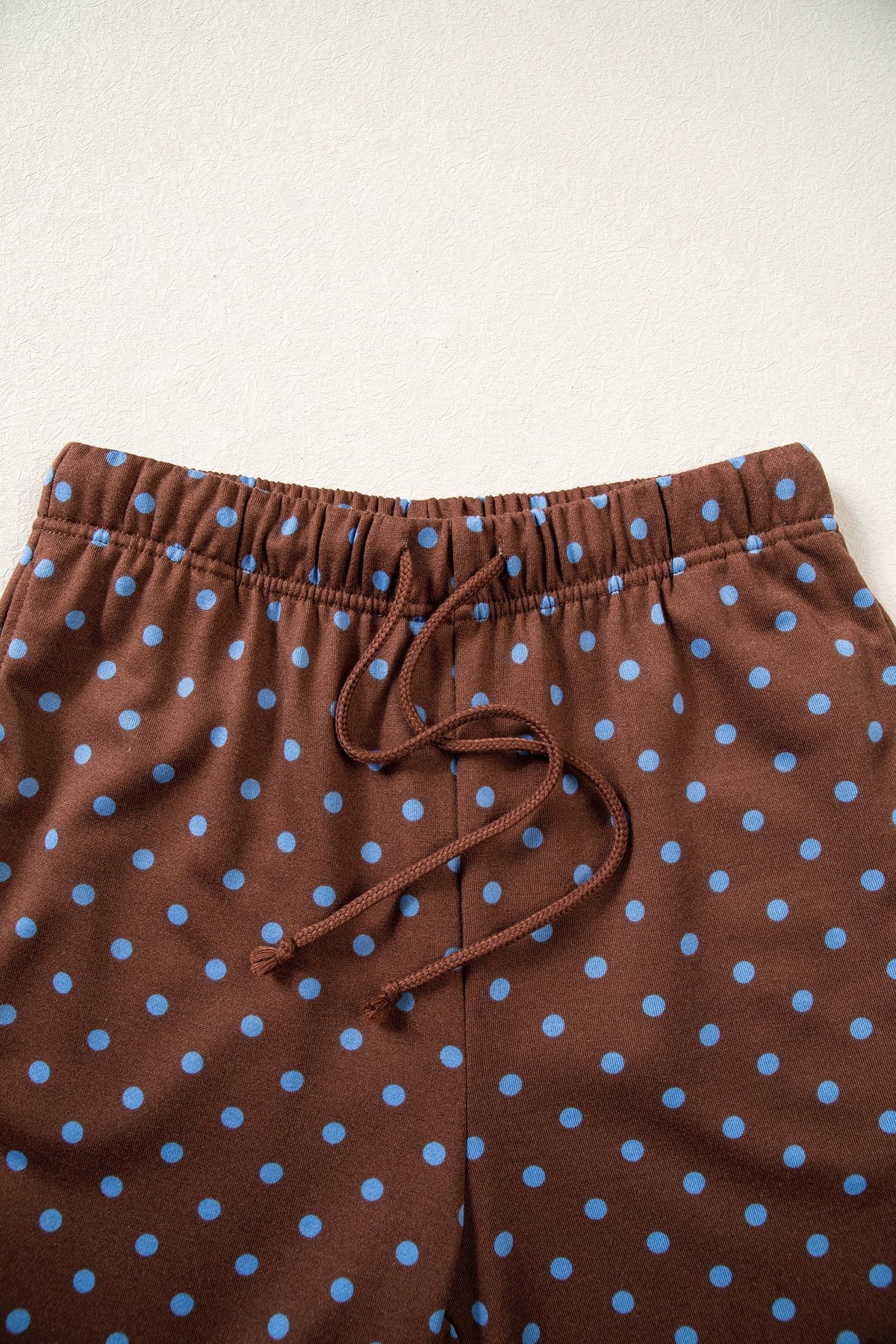 Jane Polka Dot Drawstring Wide Leg Long Sleeve Top Pant Set Outfit