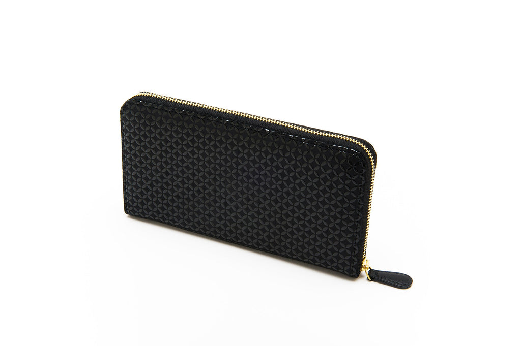 Zipped Long wallet - Seven Treasures Inden Japan Black deer & calf skin