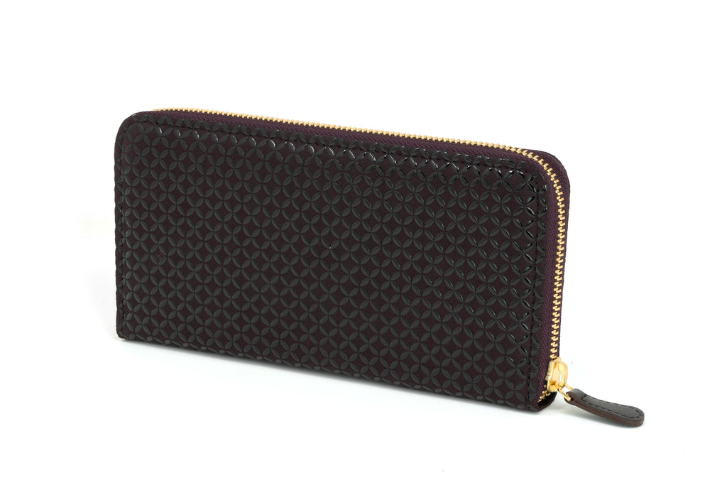 Zipped Long wallet - Seven Treasures Inden Japan Black deer & calf skin