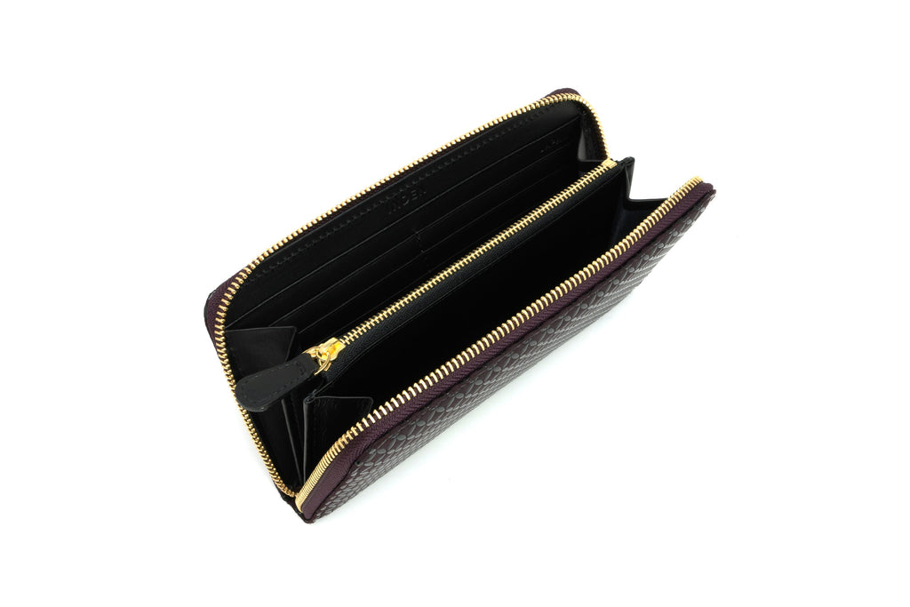 Zipped Long wallet - Seven Treasures Inden Japan Black deer & calf skin