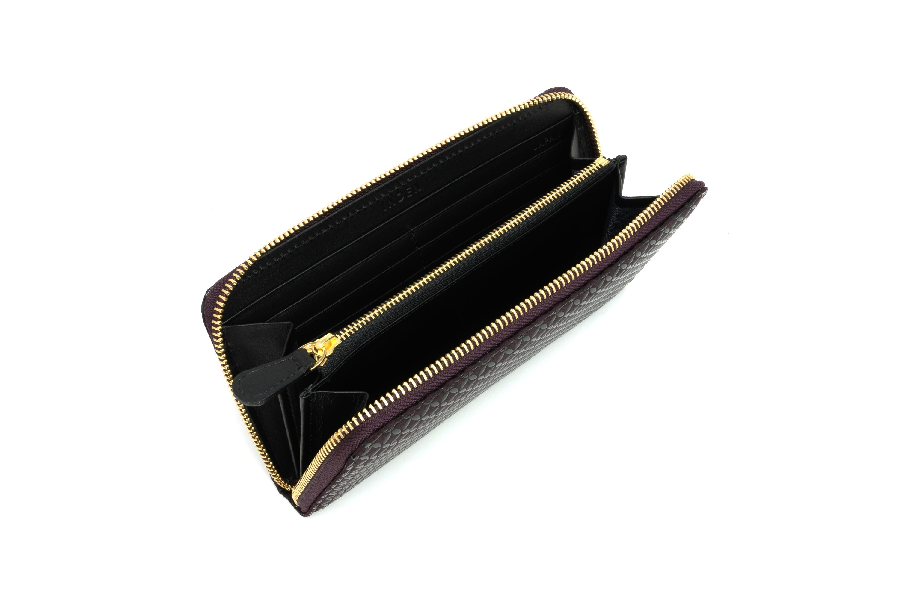 Zipped Long wallet - Seven Treasures Inden Japan Black deer & calf skin