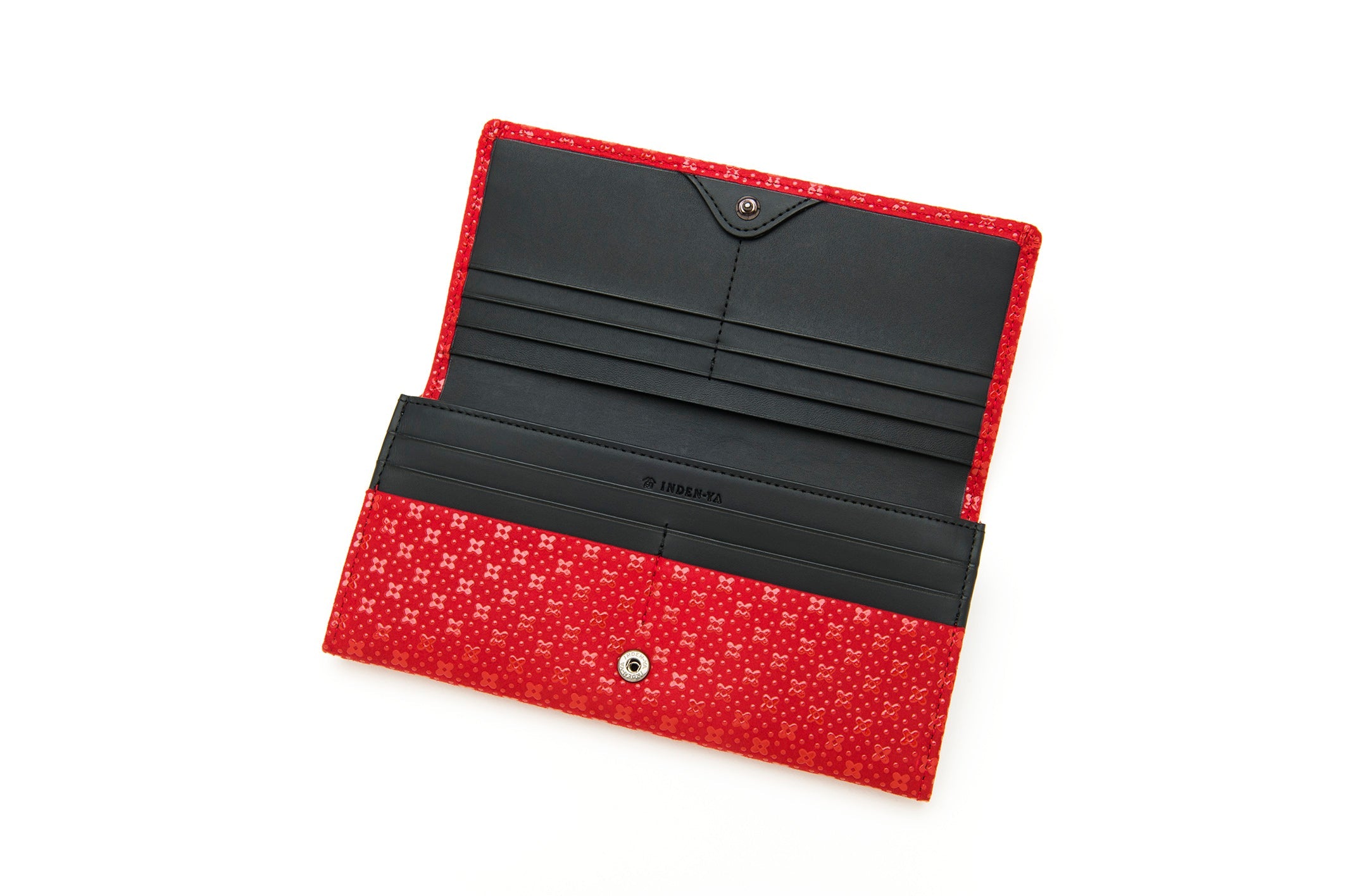 Long Wallet - Flower Lattice INDEN Japan Deer Cow skin leather