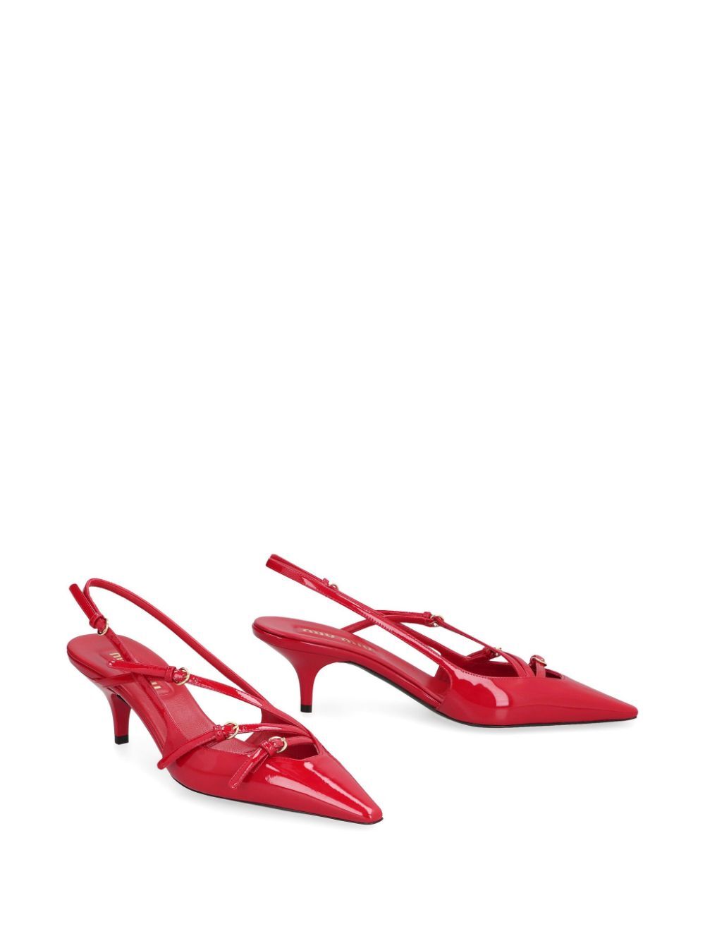Miu Miu red ladies Patent Leather Slingbacks With Buckles heels shoes