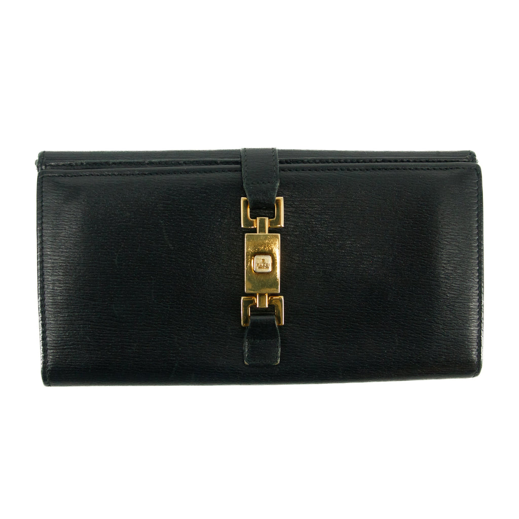 Gucci Black Long Jackie Wallet #3077 GG