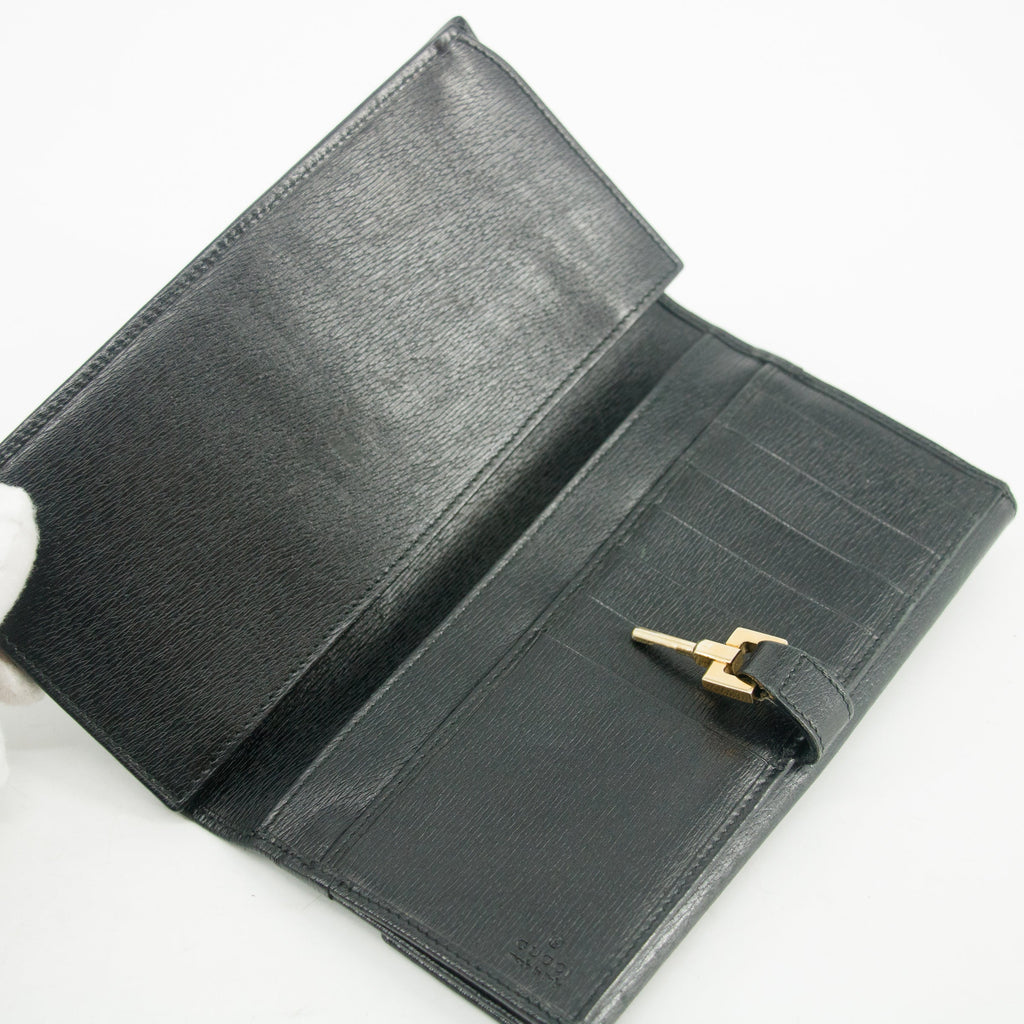 Gucci Black Long Jackie Wallet #3077 GG