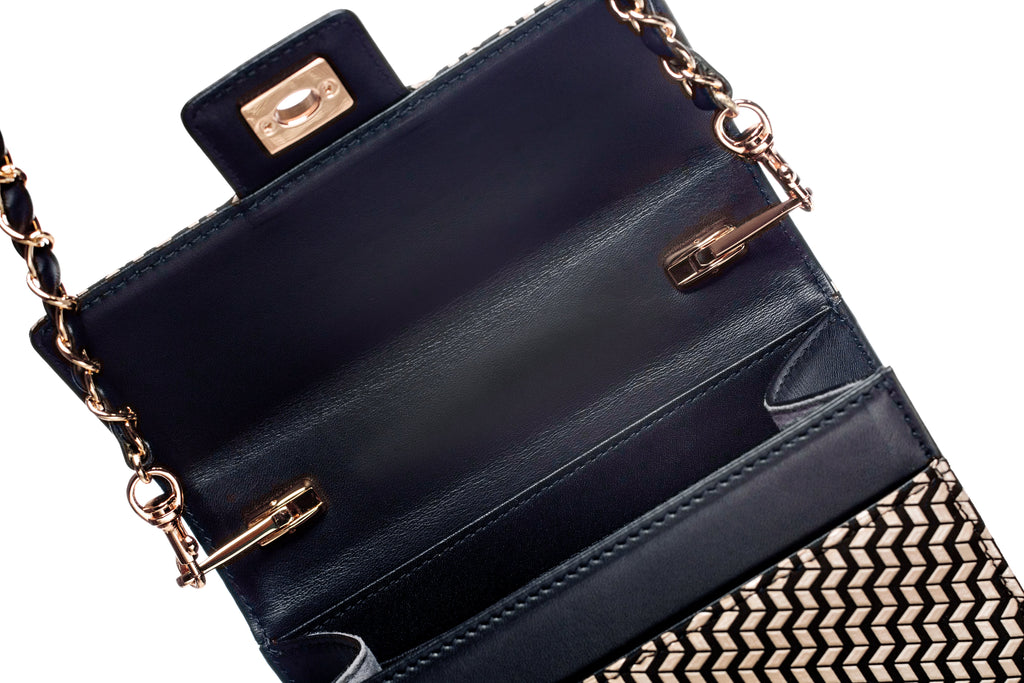 Cross-Body Bag Rectangle - Chevron-S Inden Japan Deer Handbag Purse Shoulder