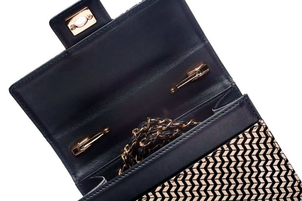 Cross-Body Bag Rectangle - Chevron-S Inden Japan Deer Handbag Purse Shoulder