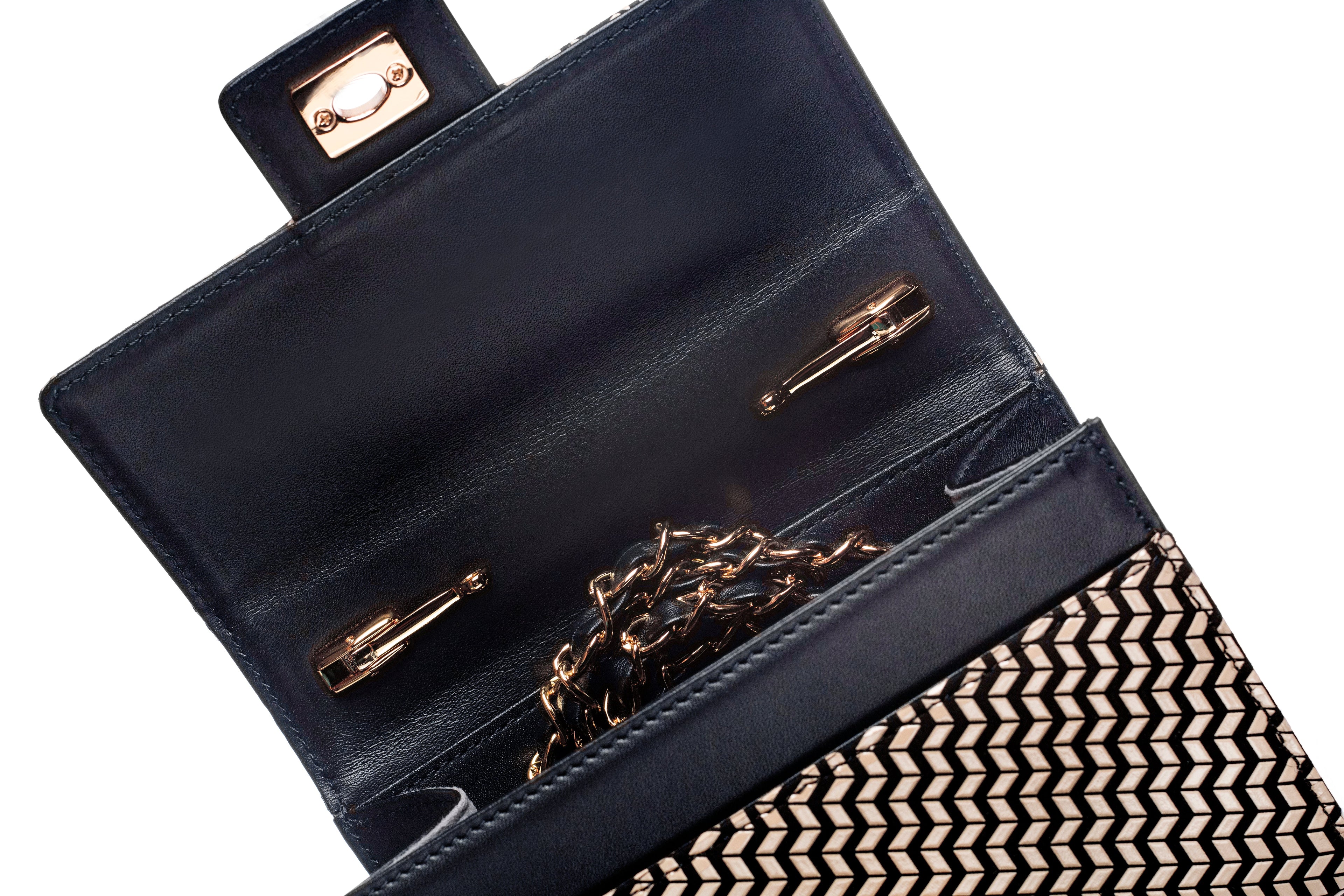 Cross-Body Bag Rectangle - Chevron-S Inden Japan Deer Handbag Purse Shoulder