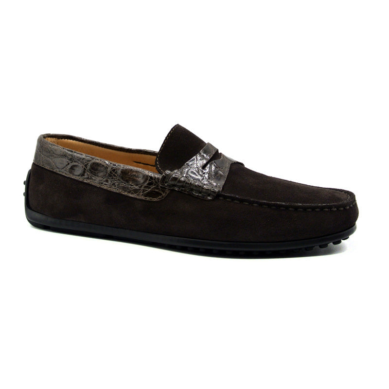 31-160-NIC MONZA  Genuine Crocodile skin & calf Driver driving mocs shoes men's