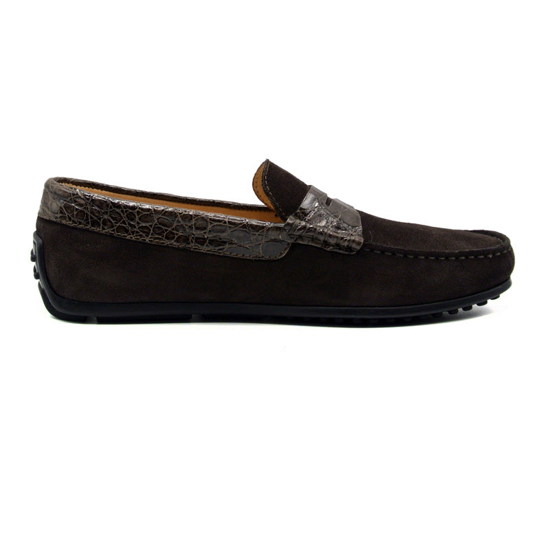 31-160-NIC MONZA  Genuine Crocodile skin & calf Driver driving mocs shoes men's