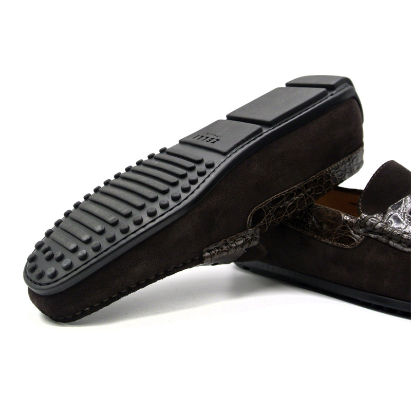31-160-NIC MONZA  Genuine Crocodile skin & calf Driver driving mocs shoes men's