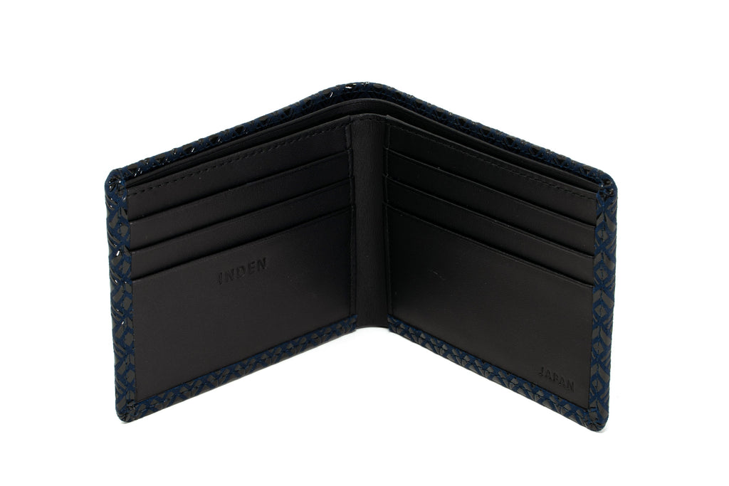 Men's Folded Wallet - Diamond Frame Inden Japan Deer skin leather Bi-Fold