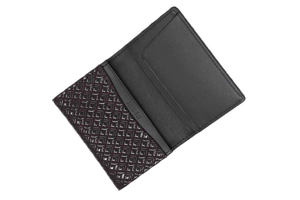 Business Card Case - Diamond Frame Inden Japan Unisex leather