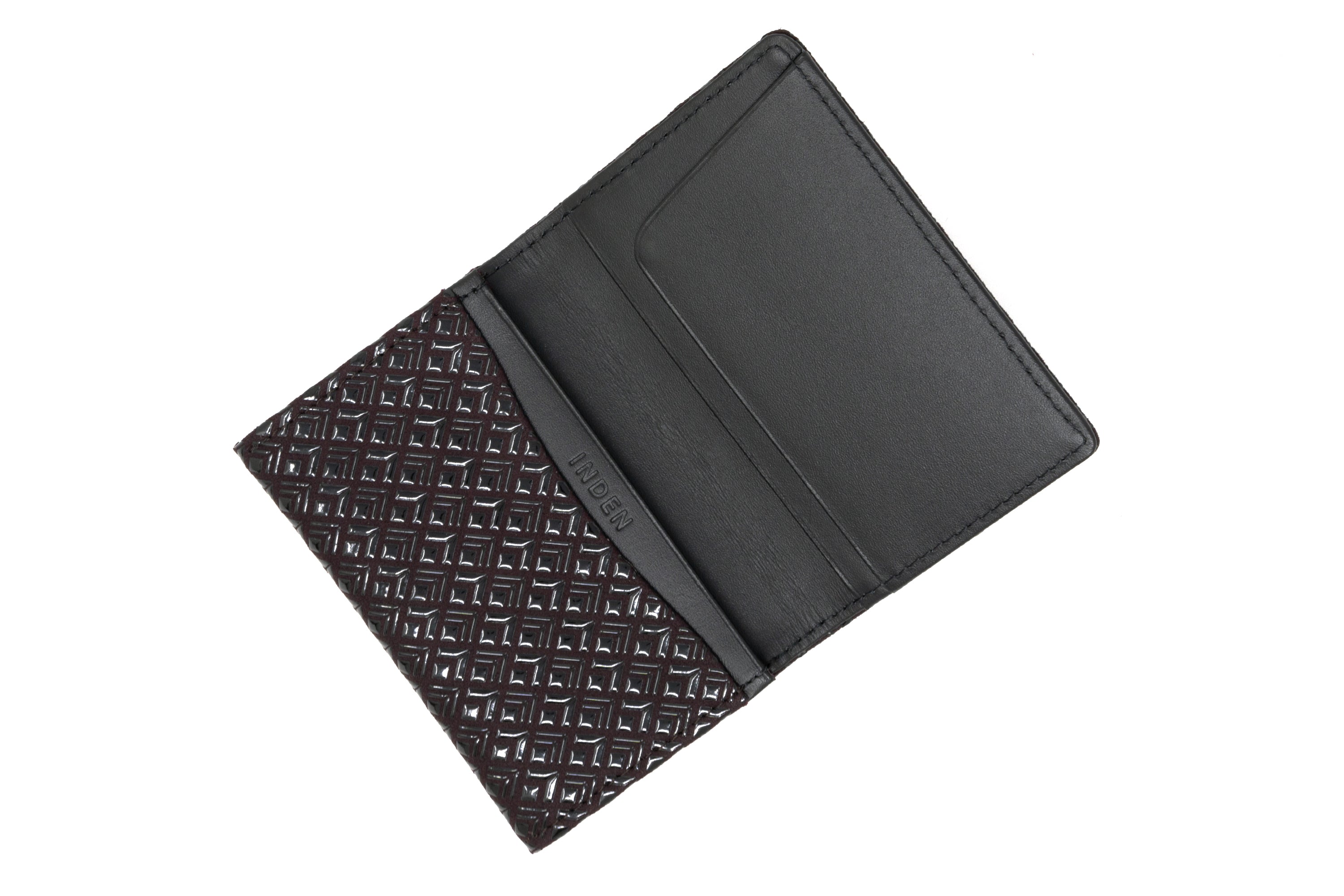 Business Card Case - Diamond Frame Inden Japan Unisex leather