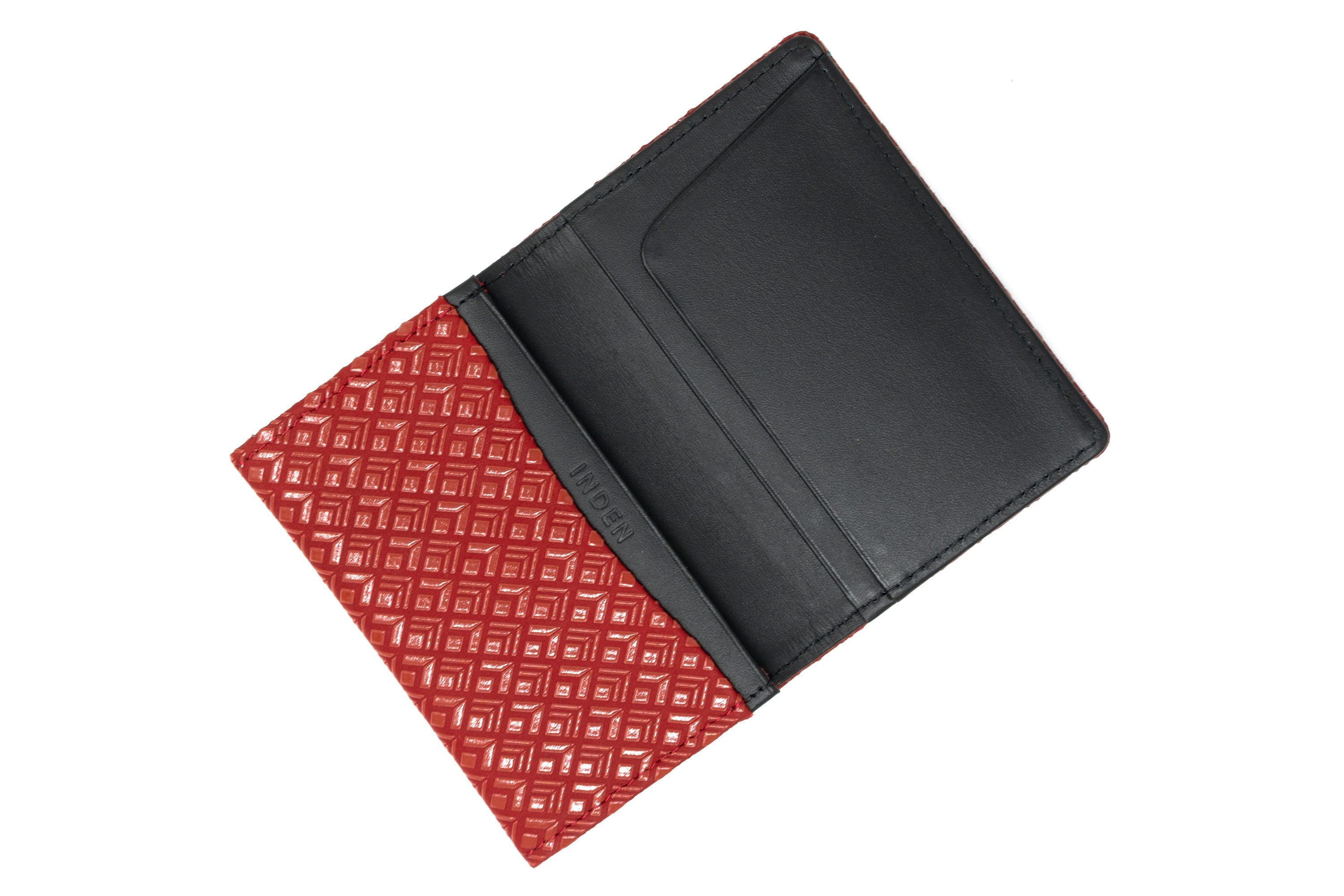 Business Card Case - Diamond Frame Inden Japan Unisex leather