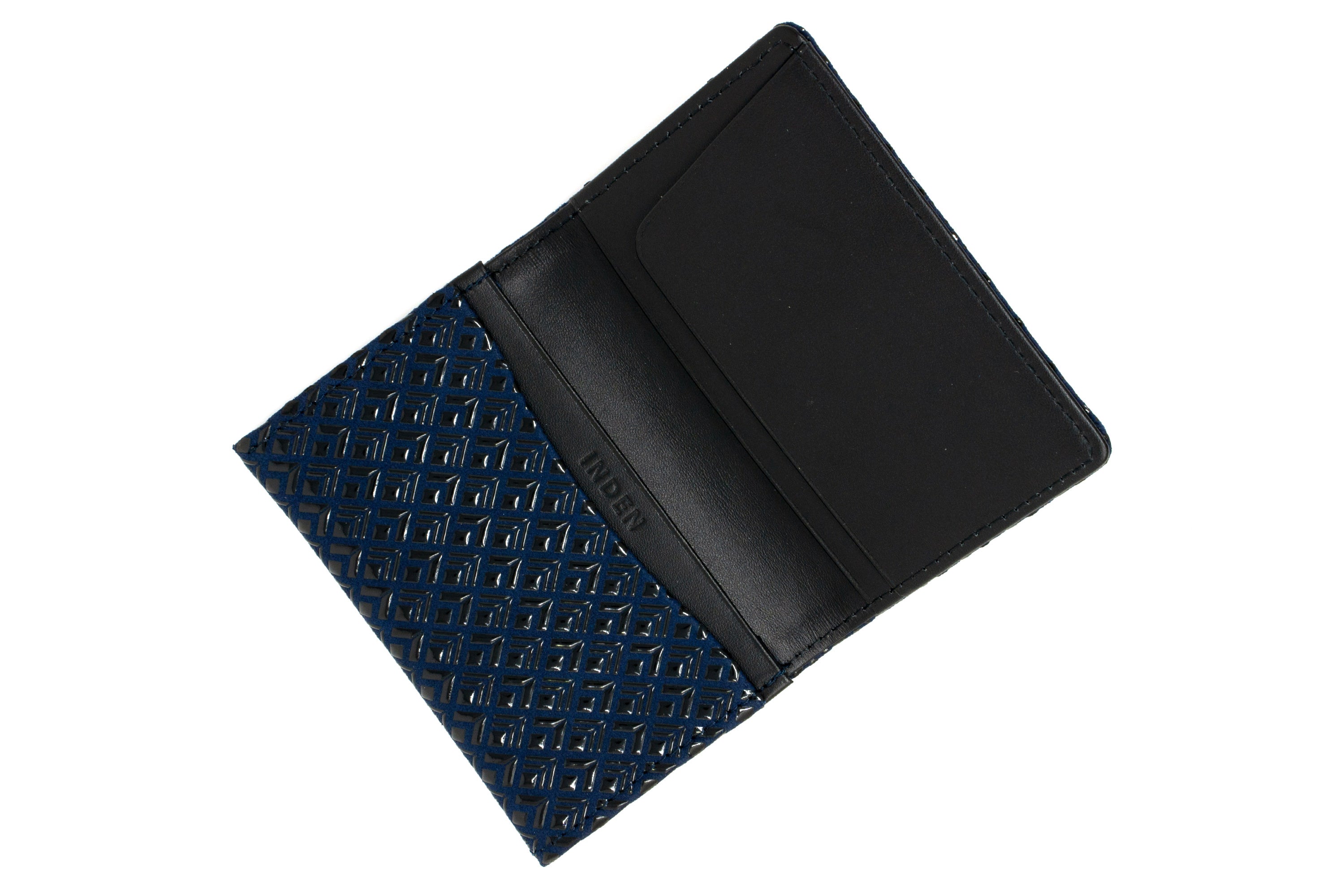 Business Card Case - Diamond Frame Inden Japan Unisex leather