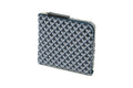 Zipped Coin Purse (Large)  -  White Frame Black Navy Inden Japan leather wallet