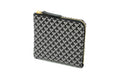 Zipped Coin Purse (Large)  -  White Frame Black Navy Inden Japan leather wallet