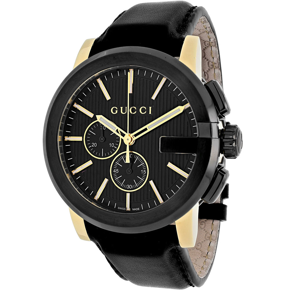 Gucci Men's G-Chrono Watch Luxury Designer Black Gold