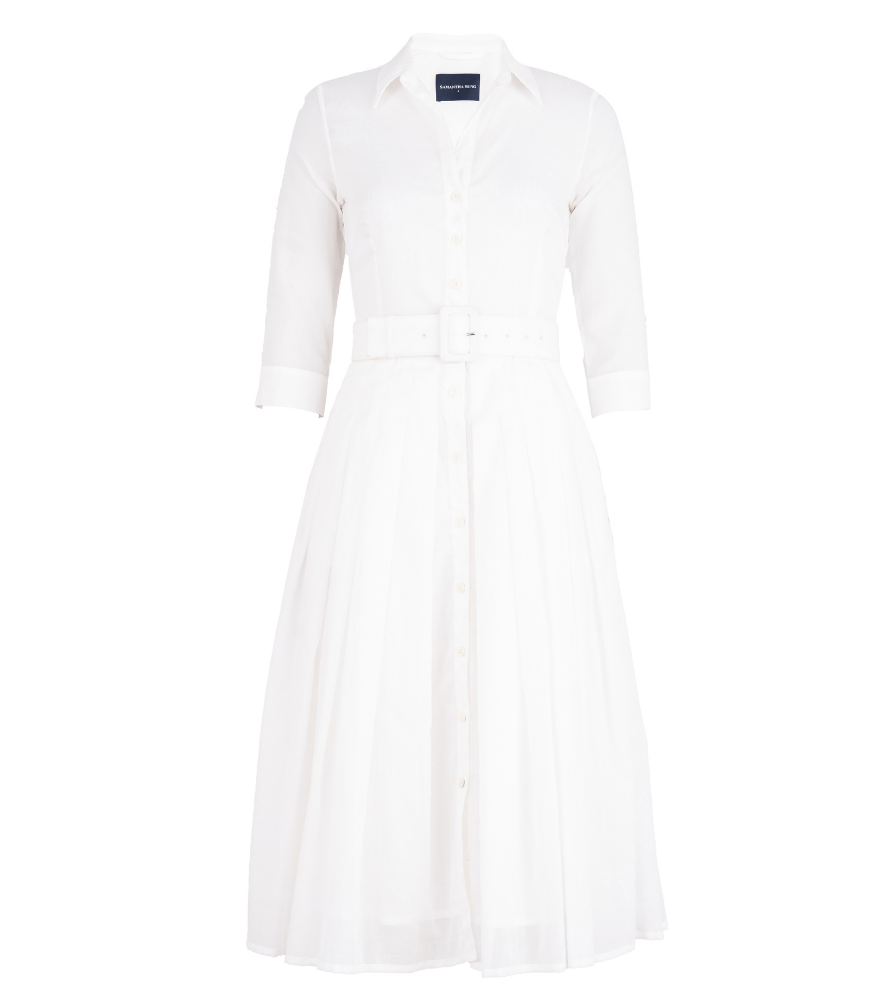 Audrey Dress #4 White Midi Dress Madison Maison Beverly Hills Italy Organic cotton